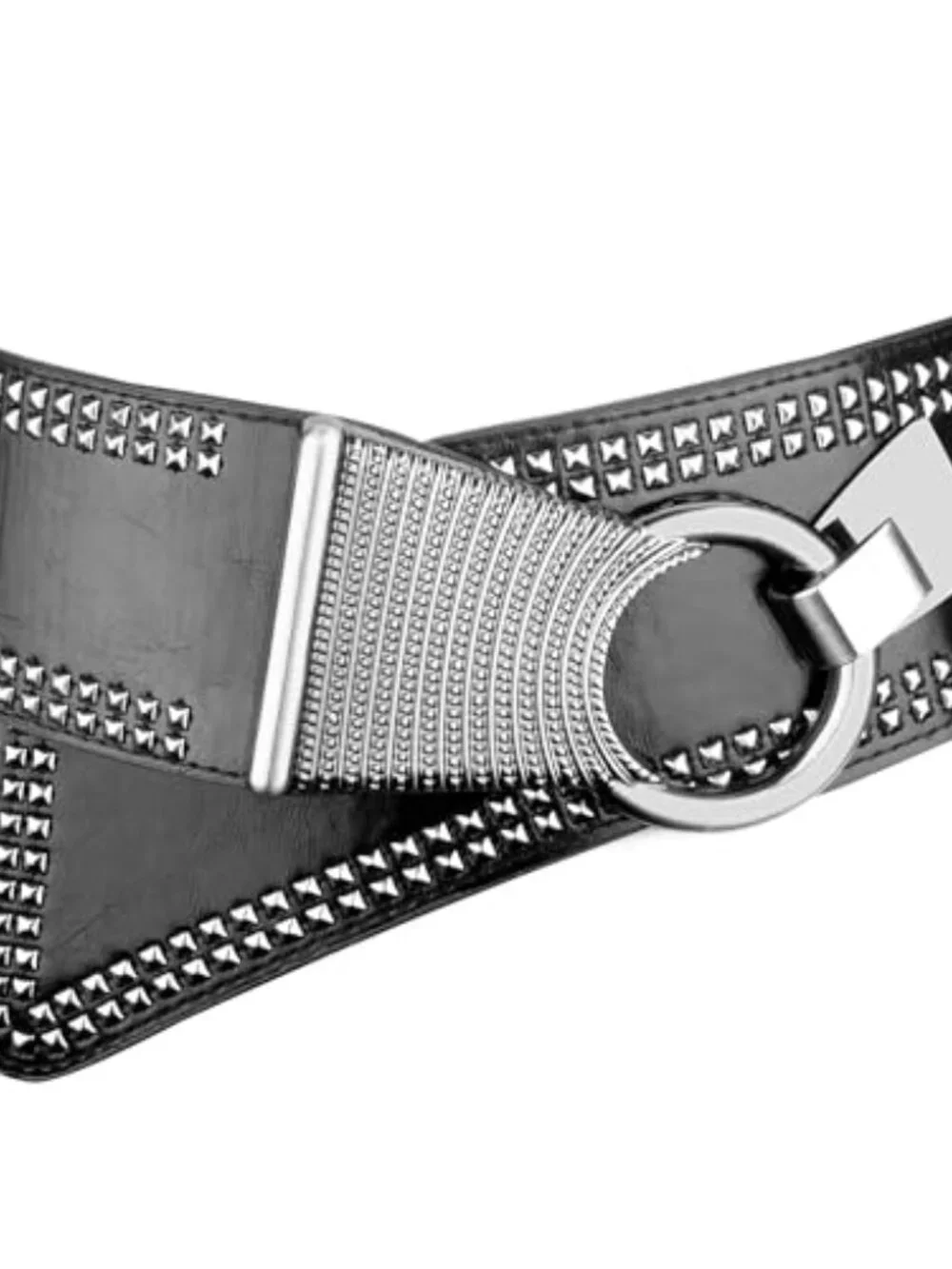 Womens Studded Elastic Wide Punk Chunky Belt for 80s Dresses